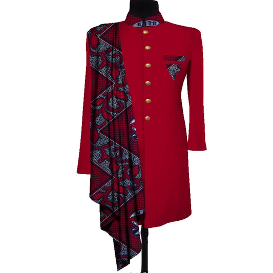 African Men Coat Long Sleeve Men Clothes Suit Jacket Dashiki Tops Coat Print Patchwork Blazer Wedding Dress Suit Shirt WYN1055
