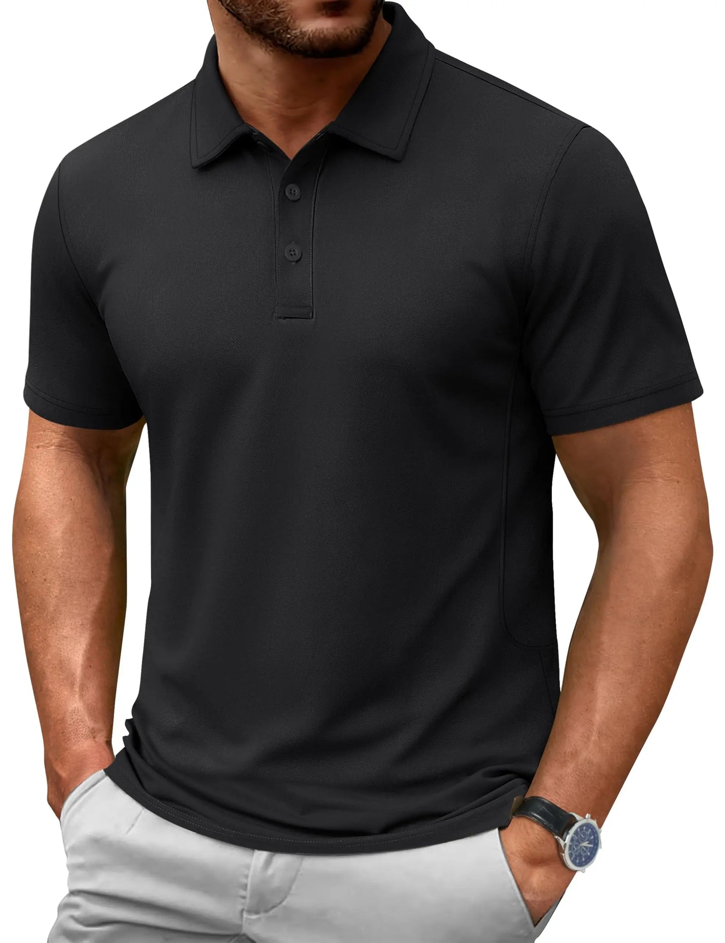 TACVASEN Summer 72% Cotton Polos T-shirts Mens Breathable Golf Polo T-Shirt Active Sport Hiking Tee shirts Casual Work Tops Male