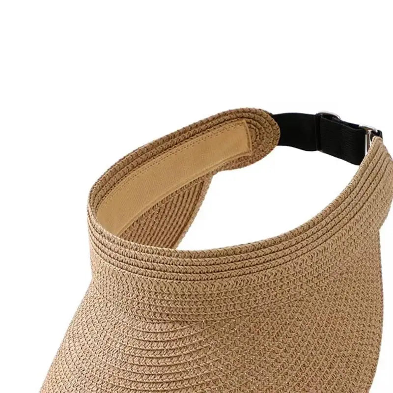 UPF50+ Wide Brim Visor Hat For Women Straw Beach Sun Visor Foldable Ponytail With UV Protection Straw Hat Beach Hats【AliS8】 BAZAARHUBO