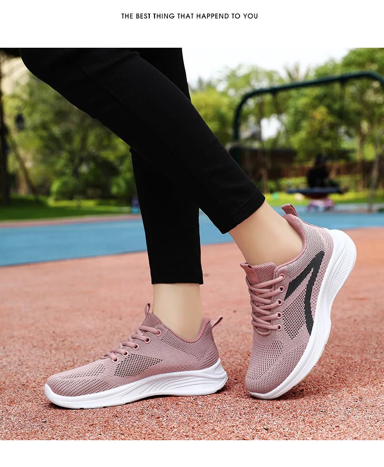 Women Casual Sport Shoes Breathable Lightweight Sneakers Outdoor Mesh Black Running Shoes Athletic Jogging Tenis Walking Shoes