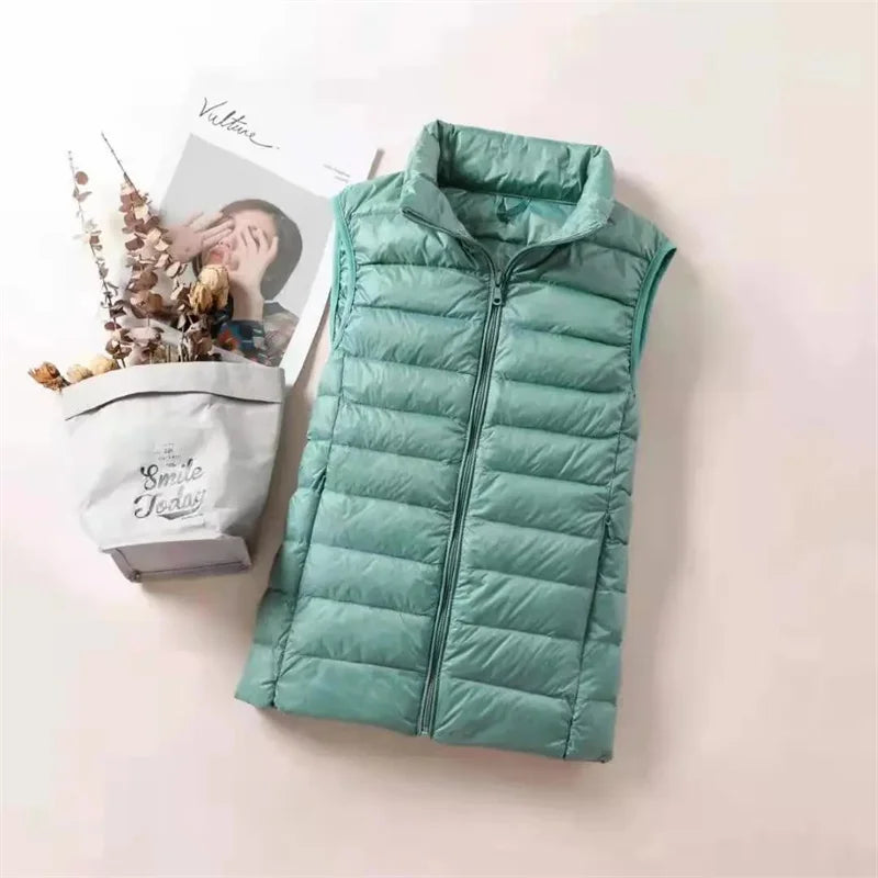 Ultralight Down Vest Women 2026 New Sleeveless Jacket Female White Duck Down Waistcoat Female Warm Puffer Jacket Outwear M-8XL