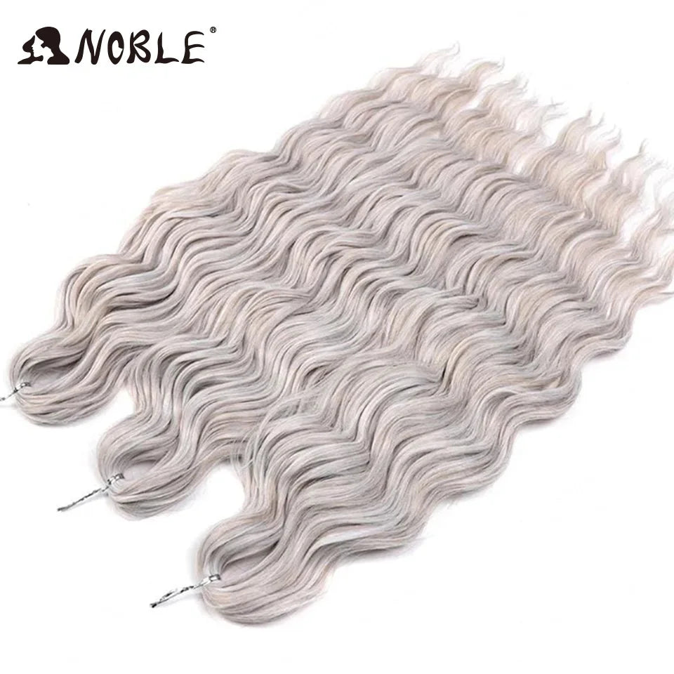 Noble 24 Inch Synthetic Hair Water Wave Braiding Hair Extensions Ombre Rainbow color Deep Wave Curl Twist Crochet Hair Extension