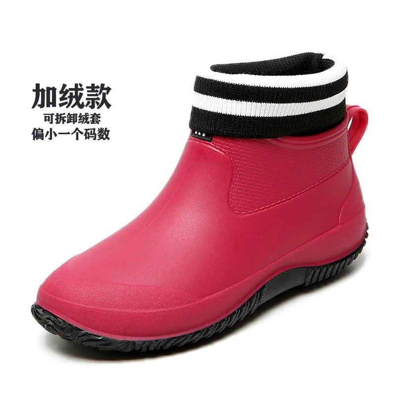 Men's Non-Slip Rain Boots Waterproof Rubber Ankle Boots Outdoor Leisure Fishing Boots Student Rain Boots Platform Boots 장화 2023