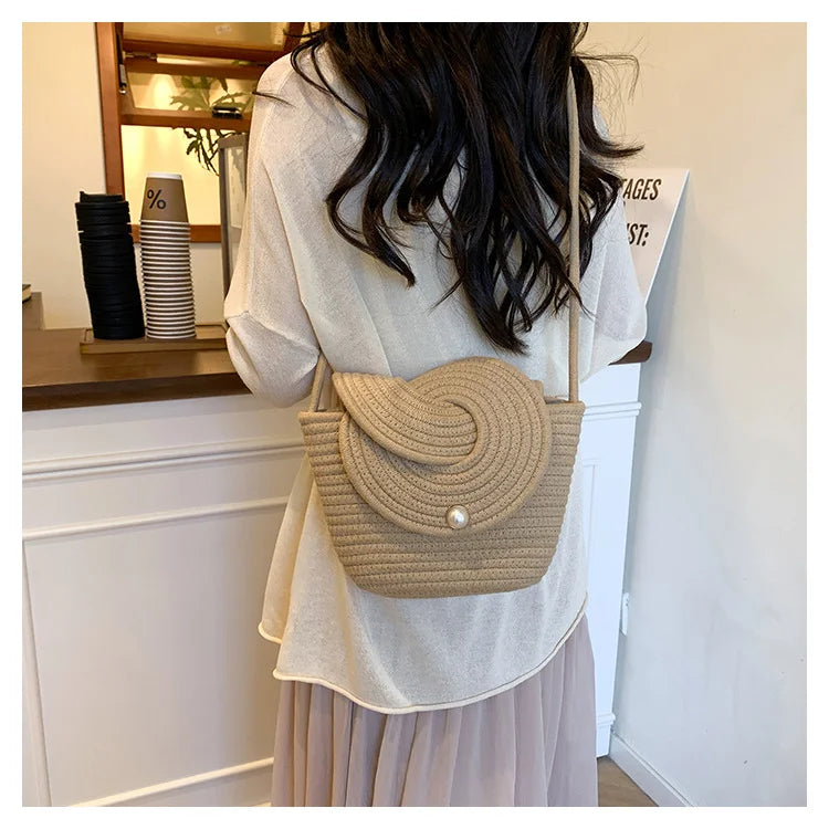 Popular Hand-woven Bags for 2025 Summer, Versatile Single-shoulder Crossbody Bags, Ins Beach Vacation Bags
