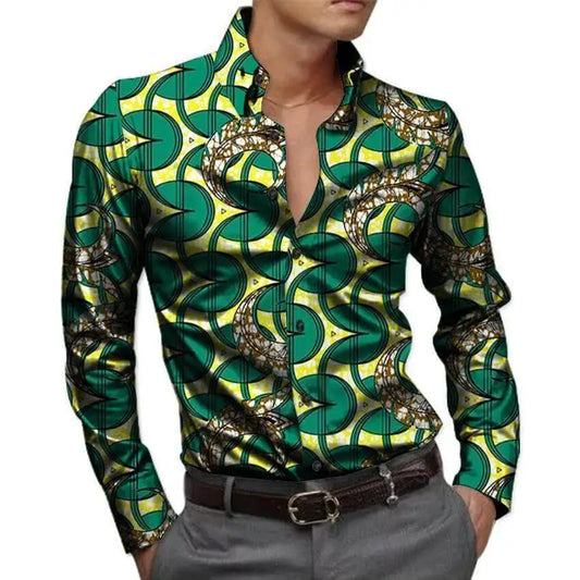 Fashion 3D African Pattern Shirt Casual Outdoor Street Men Shirt Simple Design Harajuku Men Long Sleeve Tops