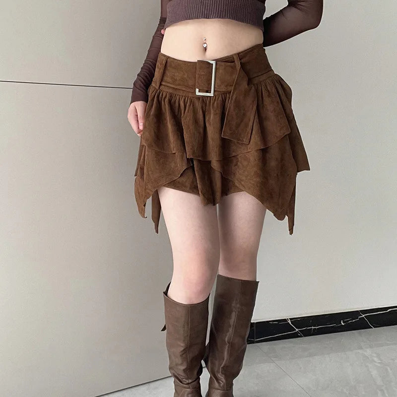 Skirt for Women 2025 Summer New Retro Multi-Layer Spicy Girl Half Skirt with Irregular High Waist and Leg Length A-Line Skirt