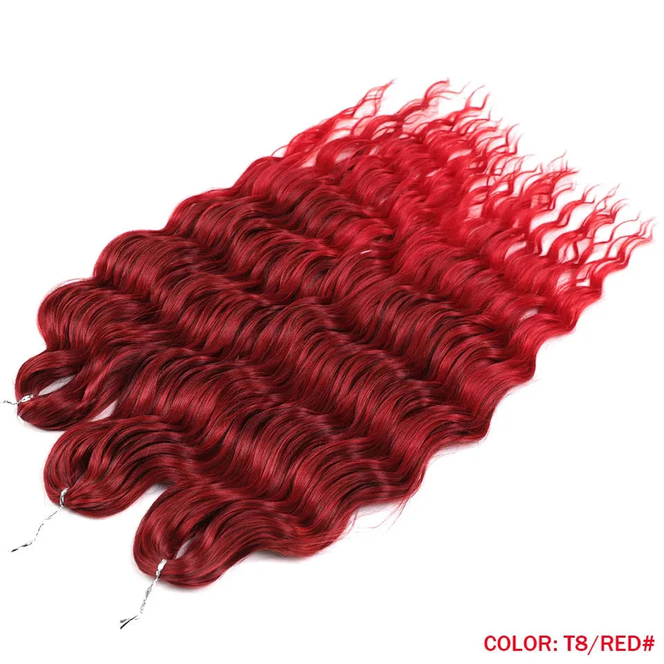 Noble 24 Inch Synthetic Hair Water Wave Braiding Hair Extensions Ombre Rainbow color Deep Wave Curl Twist Crochet Hair Extension