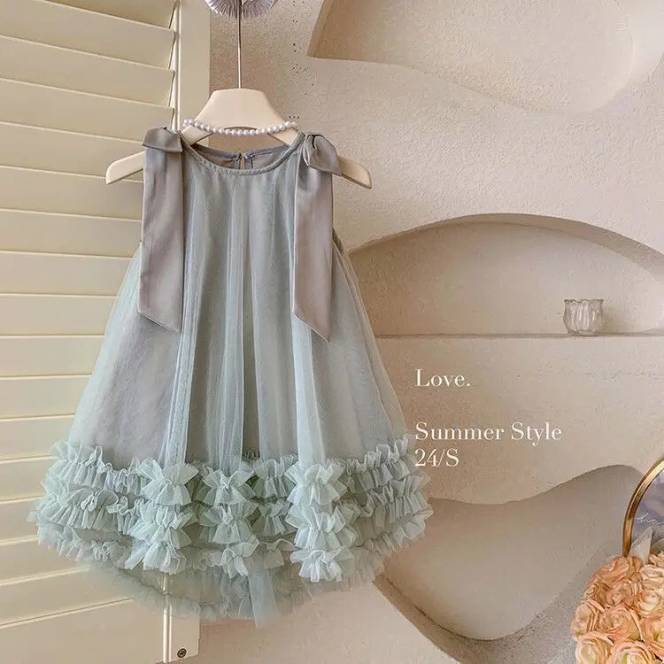 Kids Vintage Dress Girl Dress Summer Clothes Fashion Children's Net Yarn Dress Kids Girls Dresses for School Wedding of 8 Years
