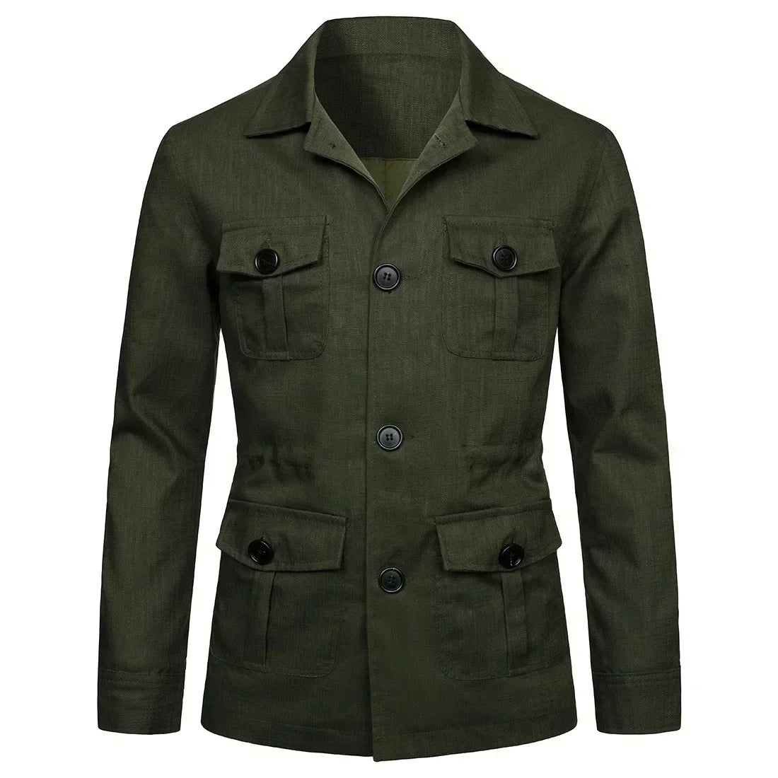 2026 British Style Men's Linen Safari Jackets Fashion Vintage Multi Pockets Cargo Jacket Streetwear Gentry Casual Outerwear Male