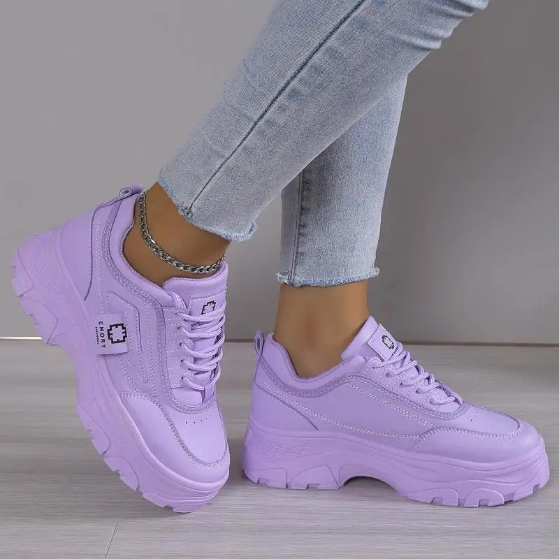 New Purple Sneakers Women Platform Casual Shoes Women Sneakers Breathable Comfortable Thick Sole Sneakers Women Designer Shoes