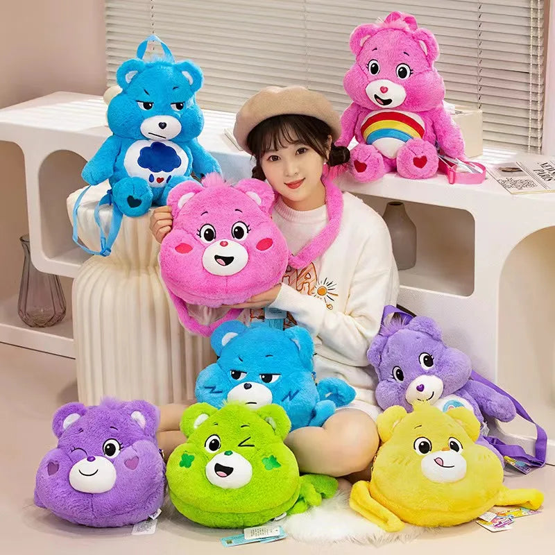 Care Bears Plush Backpack Kawaii Fashion Plushie Doll Fur Bag Girl's Bag Children's Bag Shoulder Bag Knapsack Bags Gifts