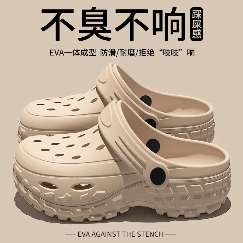 Men Platform Sandals 2025 Summer Closed Toe Non-slip Beach Sandals Woman Lightweight Soft Bottom Non-slip Sandalias for Home