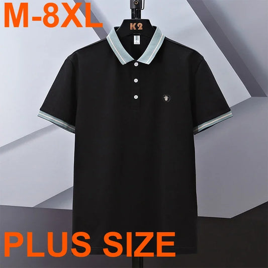 Men Polo Shirts Plus Size Loose Tops 50-140kg 6XL 7XL 8XL Spring Summer T-shirt 100% Cotton Big Size Men's Clothing 대사이즈 남성복