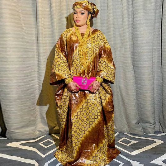 Shining Printing African Women Bazin Riche Boubou Dress Mali Original Nigerian Basin Rich Wedding Party Dashiki Clothing