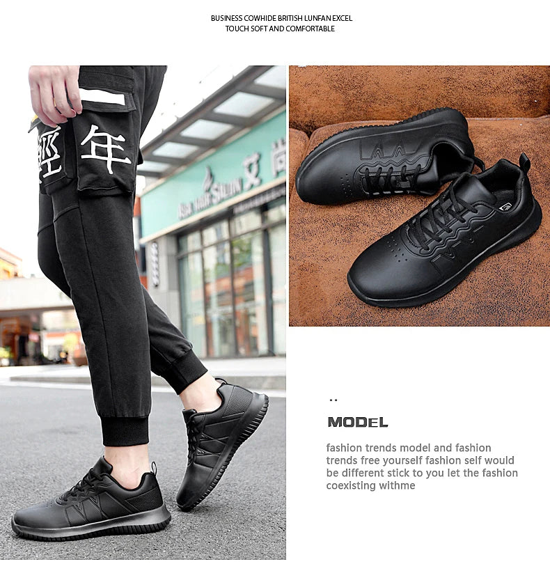 Chef shoes four season soft-sole anti-slip oil-proof waterproof portable kitchen work shoes fashion plus size casual men's shoes