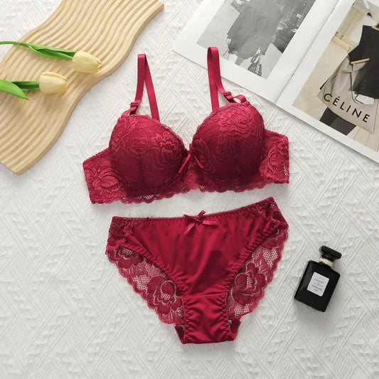 2-piece Sexy Multi-color Lingerie Set For Women's Gathering Push Up Underwear For Women's Flower Underwear