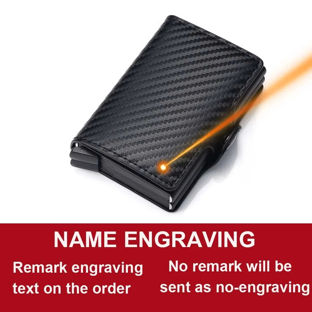 Rfid Men Card Wallets Free Name Engraving Carbon Fiber Slim Mini Wallet 14 Card Holders Small Money Bag Male Purses