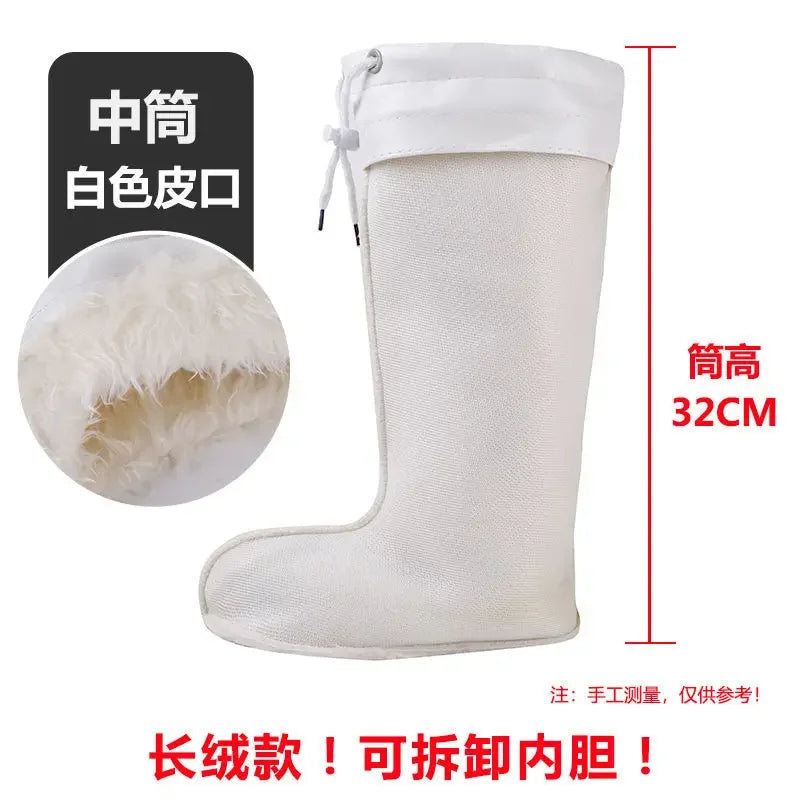 Cold-Proof Men's and Women's Rain Boots Cotton Cover Water Shoe Lining Winter Rain Boots Cotton Lining Fleece Lined