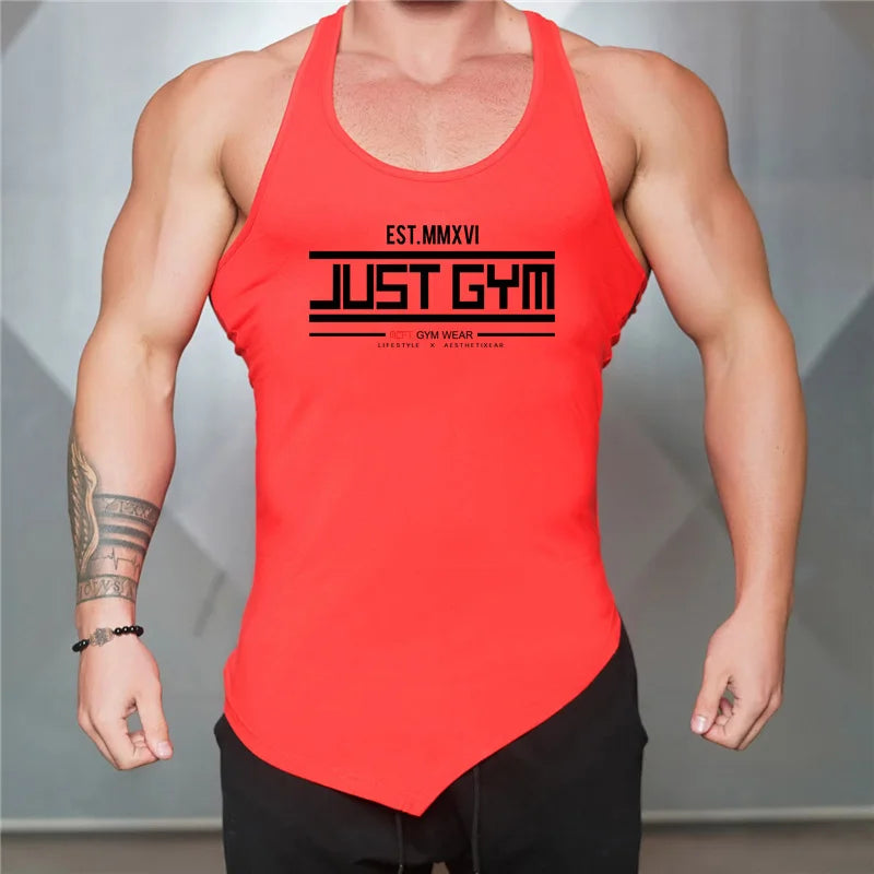 Mens Fitness Fashion Irregular Hem Vests Cotton Breathable Gym Bodybuilding Tank Tops Workout Muscle Casual Sleeveless Shirts