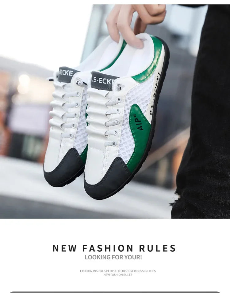 Men's Summer New Large Size Comfortable Half Support Fashionable Korean Style Breathable Popular Casual Shoes Mesh Lining
