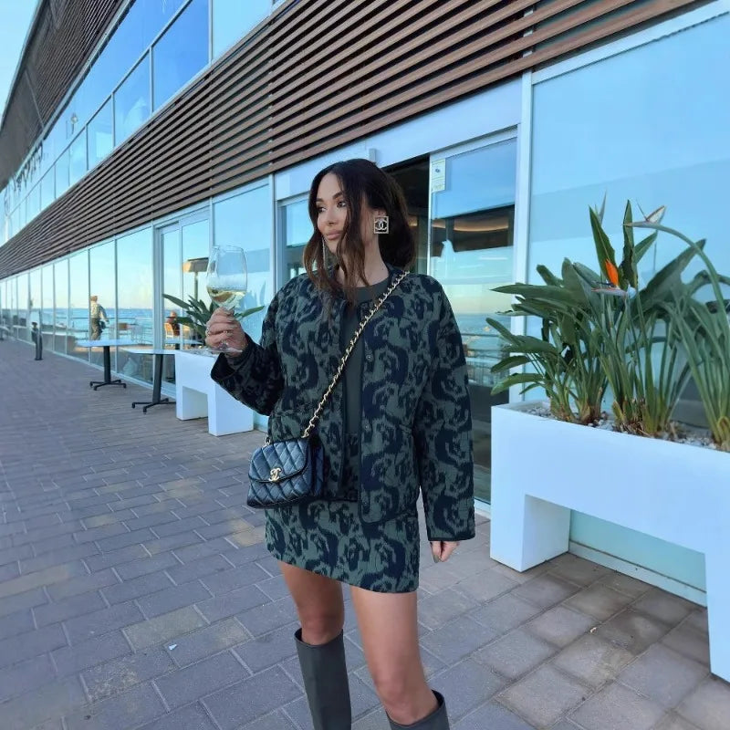 European and American style women's clothing 2025 fashion autumn and winter new item loose animal pattern printed cotton jacket
