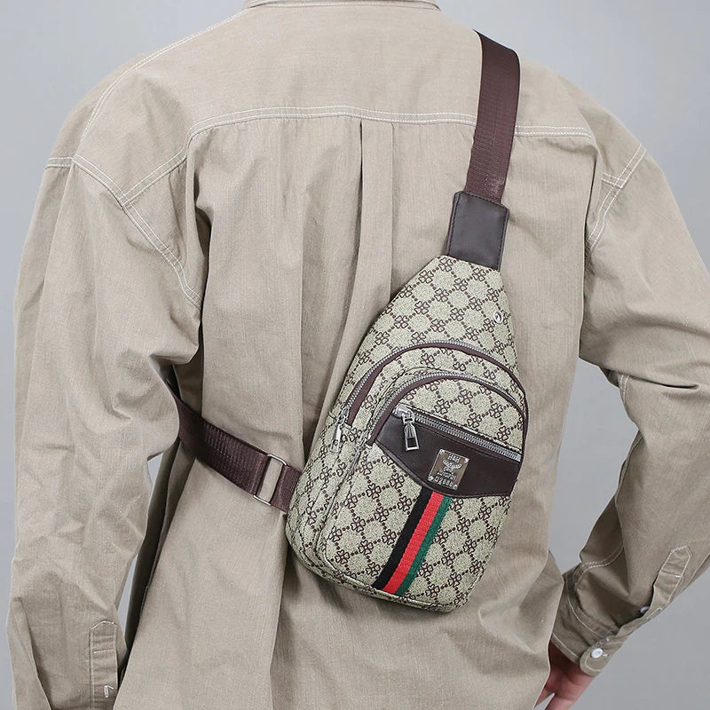Men's Multifunction Messenger Bag Shoulder Cloth Chest Bags Crossbody Casual  Handbag with Earphone Hole