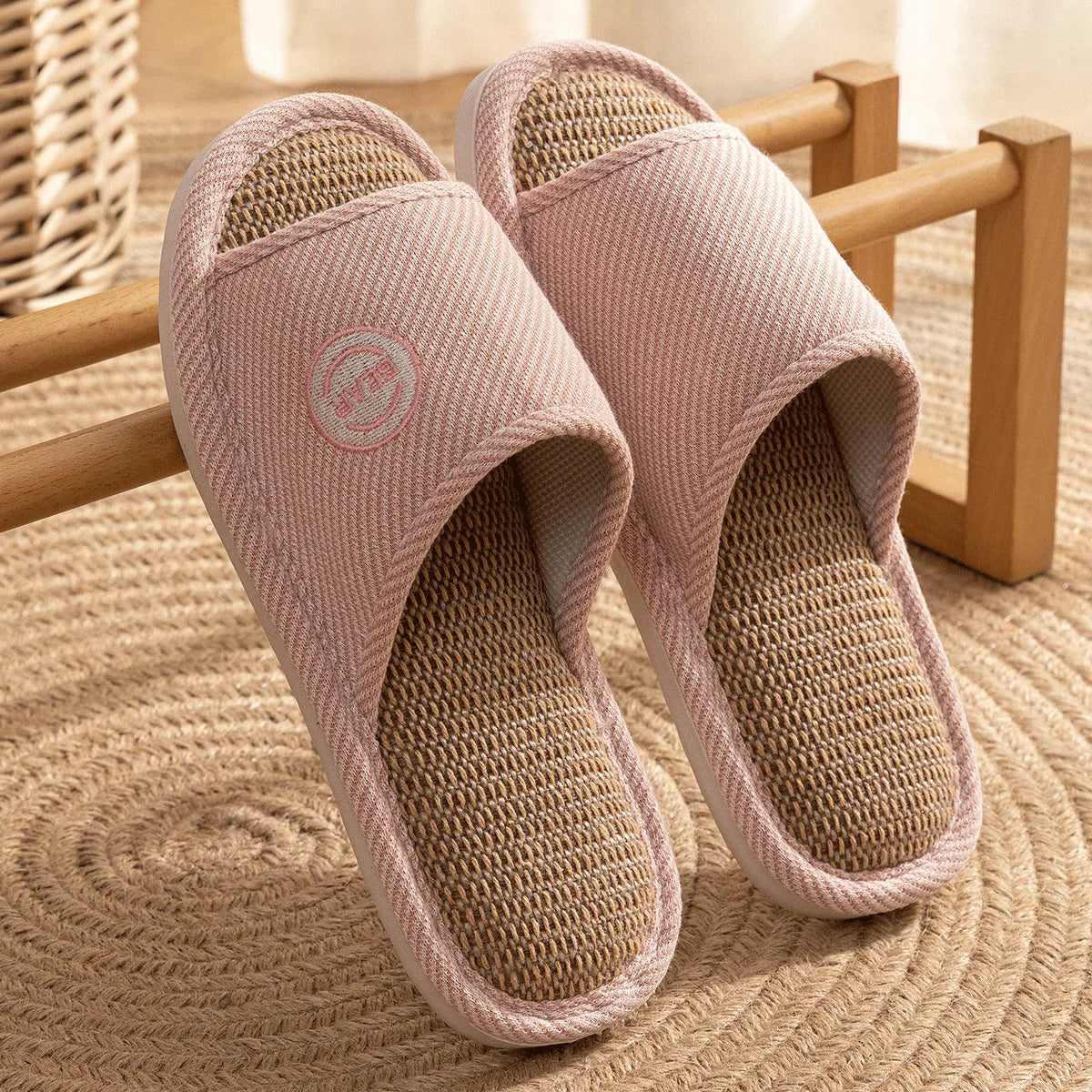 Couples Home Linen Slippers Women Indoor Soft Comfortable Bedroom Slides Men Leisure Non Slip House Shoes Platform Cotton Flats