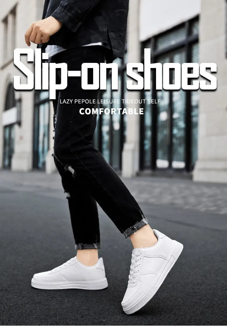 Size 50 Fashion Leather Men White Sneakers Classic Casual Shoes Outdoor Walking Shoes Couple Footwear Oversized 49 Board shoes