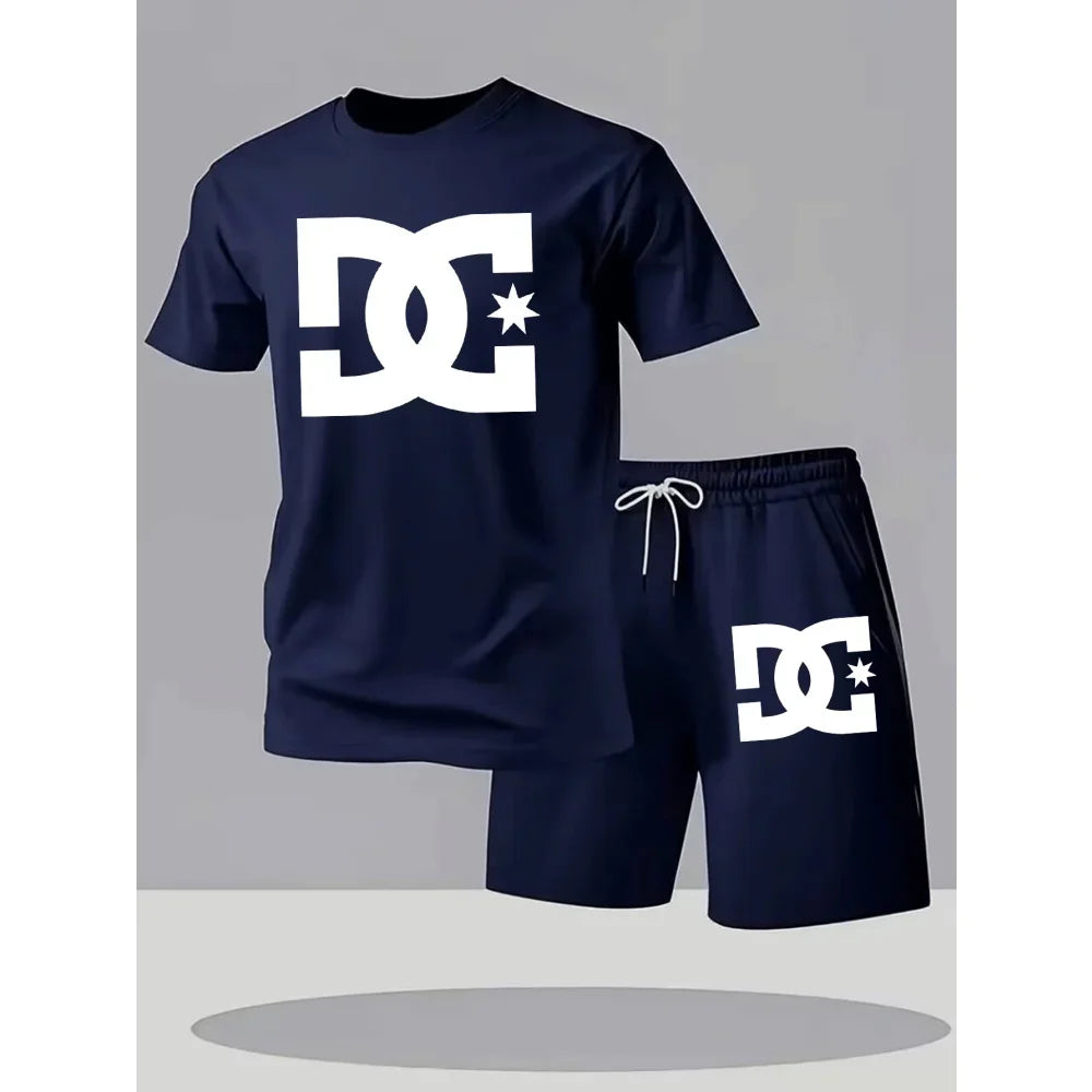 2026 Summer Men's Outdoor Leisure Sports Jogging Fitness Quick-Dry Set - Round Neck Short-Sleeved T-shirt and Shorts 2-Piece Set