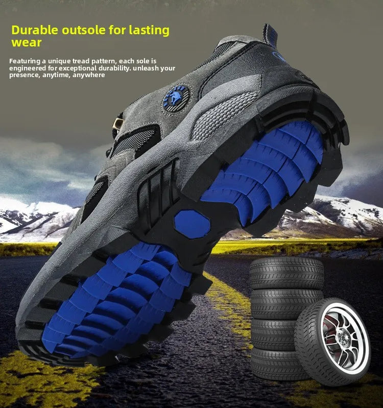 Men's Outdoor Climbing Shoes Breathable Waterproof Sports Hiking Shoes Rubber Outsole Low Cut Lace up Casual Shoes