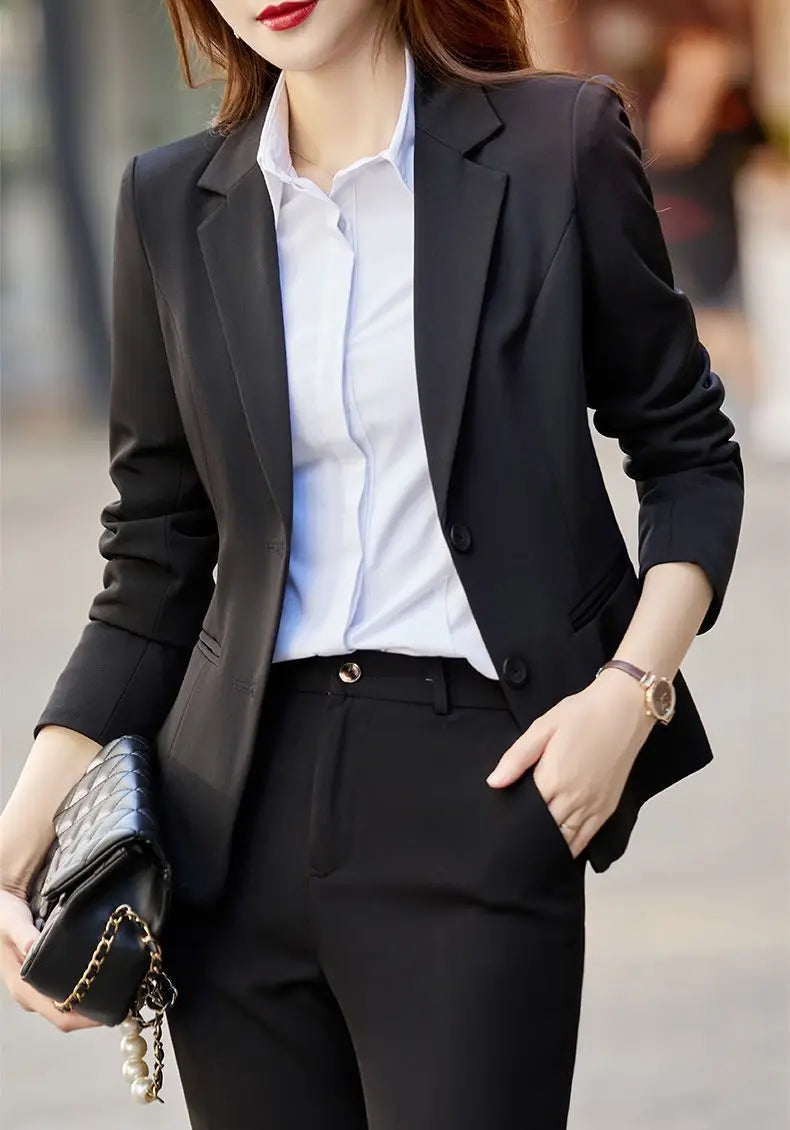 Fall Outfits Suit Jacket Two Piece Sets for Woman Office Wear Formal Womens Blazer and Pants Suits Set 2 Elegant Pieces Business