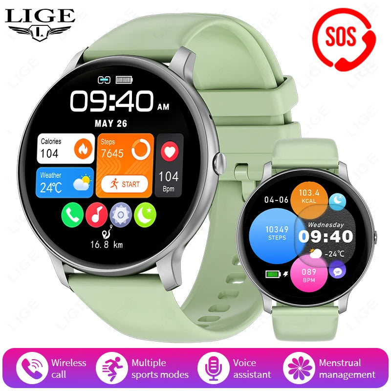 LIGE Women's SmartWatch Blood Oxygen Monitor Sports Fitness Tracker Bluetooth Call Al Voice Assistant Watches For Android IOS
