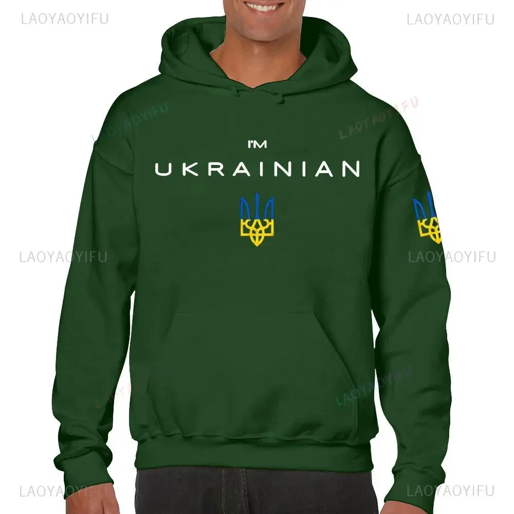 Printed Long-sleeved Hoodie Ukrainian Trident Ukraine Slava Ukraini for Men Women Sweatshirt Harajuku Streetwear Autumn Pullover