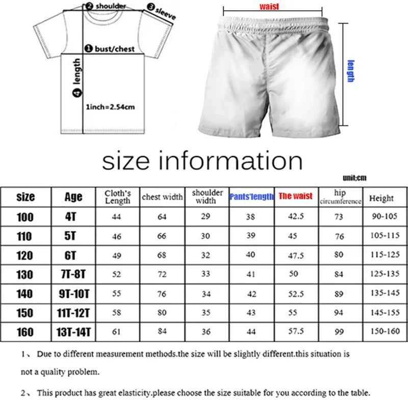 Ronaldo head print summer children's clothing kids T-shirt set pure cotton short-sleeved shorts 2-piece set boys and girls gifts