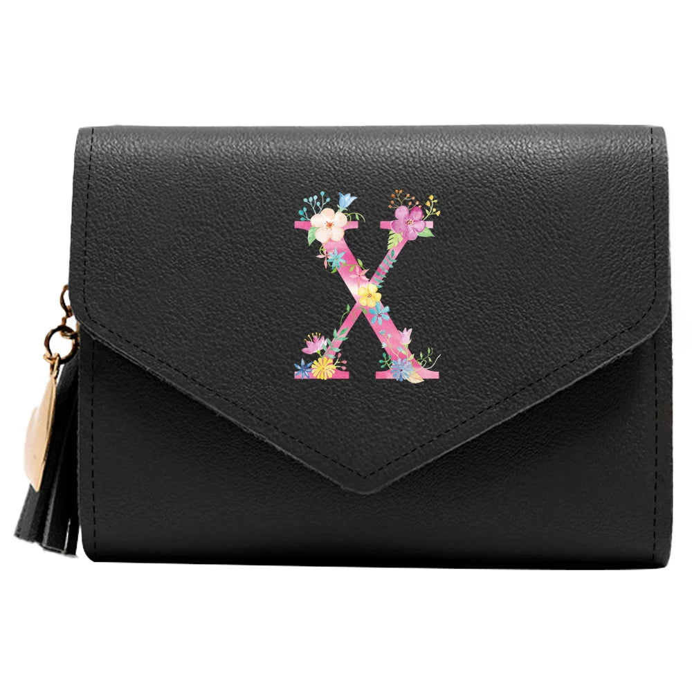 Purse Female Mini Wallet Cute Purse Pink Letter Pattern Slim Wallet RFID Blocking Credit Card Holder Coin Pocket ID Window