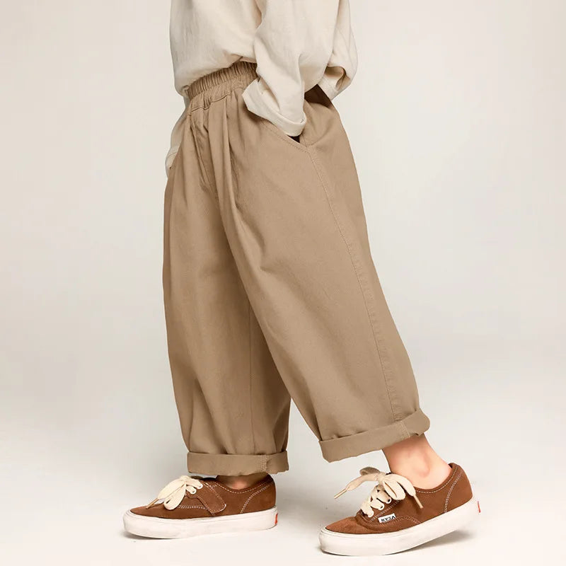 2025 Spring Kids Pants Korean style Children's solid color casual pants Boys cotton loose Trousers