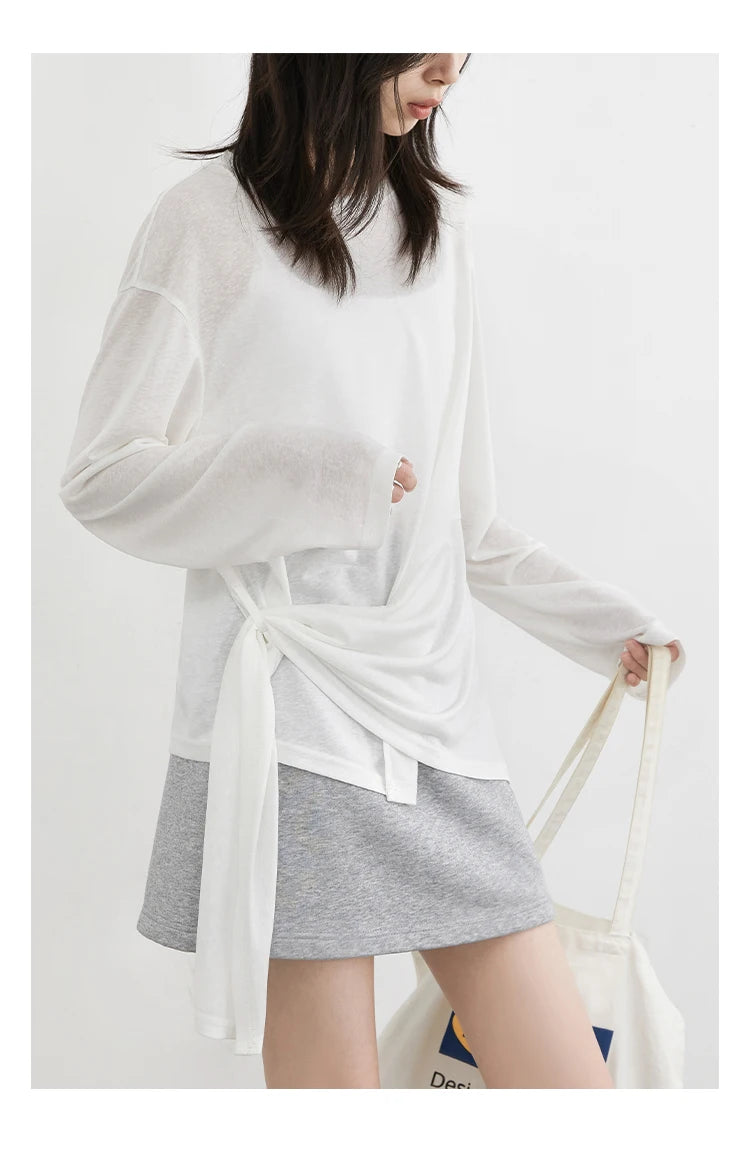 CHIC VEN Fashion Women's Pullovers Tees O Neck New Loose Solid Long Sleeve Female T-shirt Thin Female Top Spring Autumn 2025