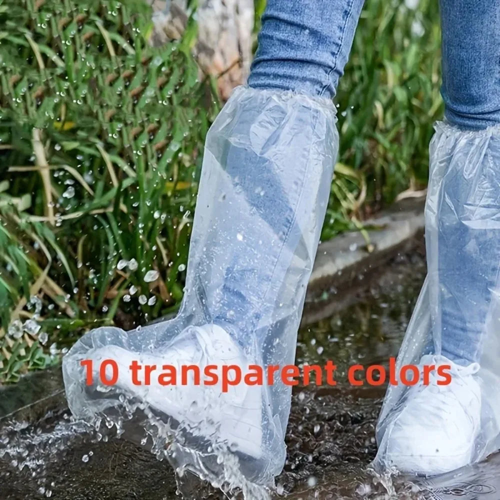 10Pcs Disposable Rain Shoe Covers Transparent Non Slip Waterproof Protectors Uses for Outdoor Wet Weather