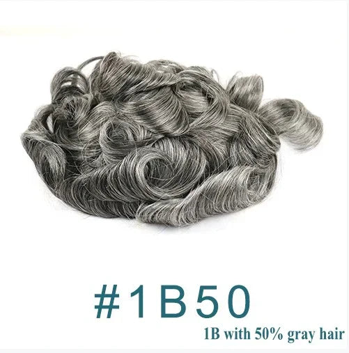 80%Density Natural Hairline 0.02mm Ultra Thin Skin Invisible Mens Toupee Brown Blonde Grey Human Hair Capillary Prosthesi System