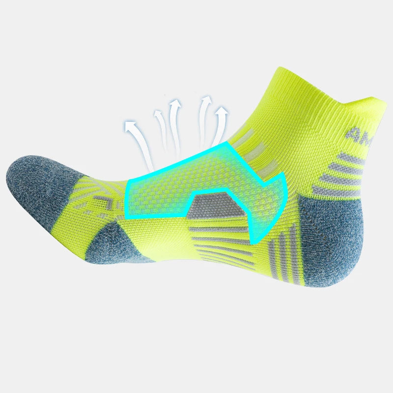 6 Pairs Marathon Running Socks Men Professional Sport Ankle Socks Thickened Towel Cushioned Tube Fitness Short Socks
