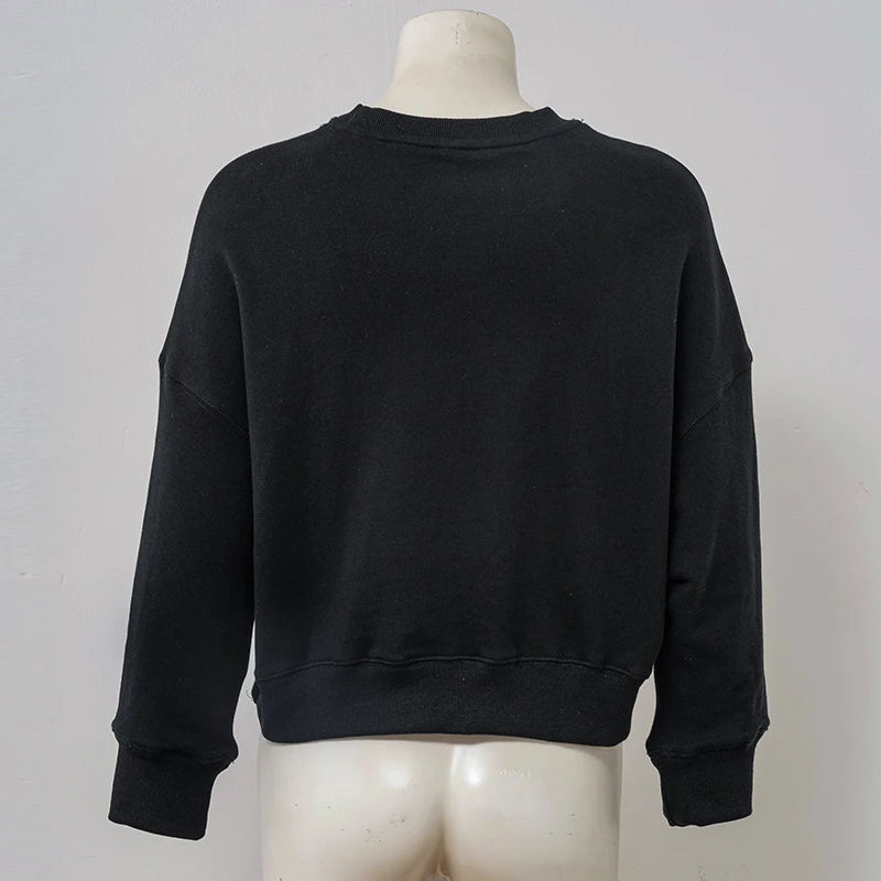 100% Cotton Women's Drawstring Sweatshirt Autumn New Casual Solid Long Sleeved Korean Fashion Streetwear Female Pullover