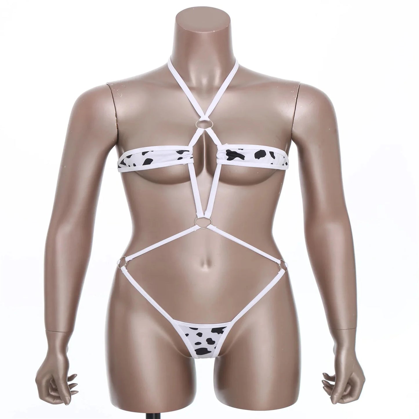 Women Micro Bikini Bodysuit Halter T-back Adjustable Swimsuit One-piece Lingerie Nightwear Summer Sexy Mesh Monokini Swimwear