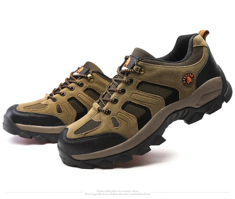 Men's Outdoor Climbing Shoes Breathable Waterproof Sports Hiking Shoes Rubber Outsole Low Cut Lace up Casual Shoes