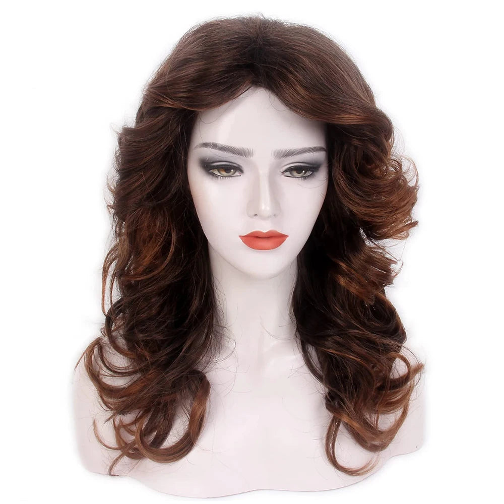 Synthetic Hair 70s Wig Farrah Fawcett Wig Vintage Wigs  for Women Vintage Cosplay Costume Disco Hair Wig Brown Wig