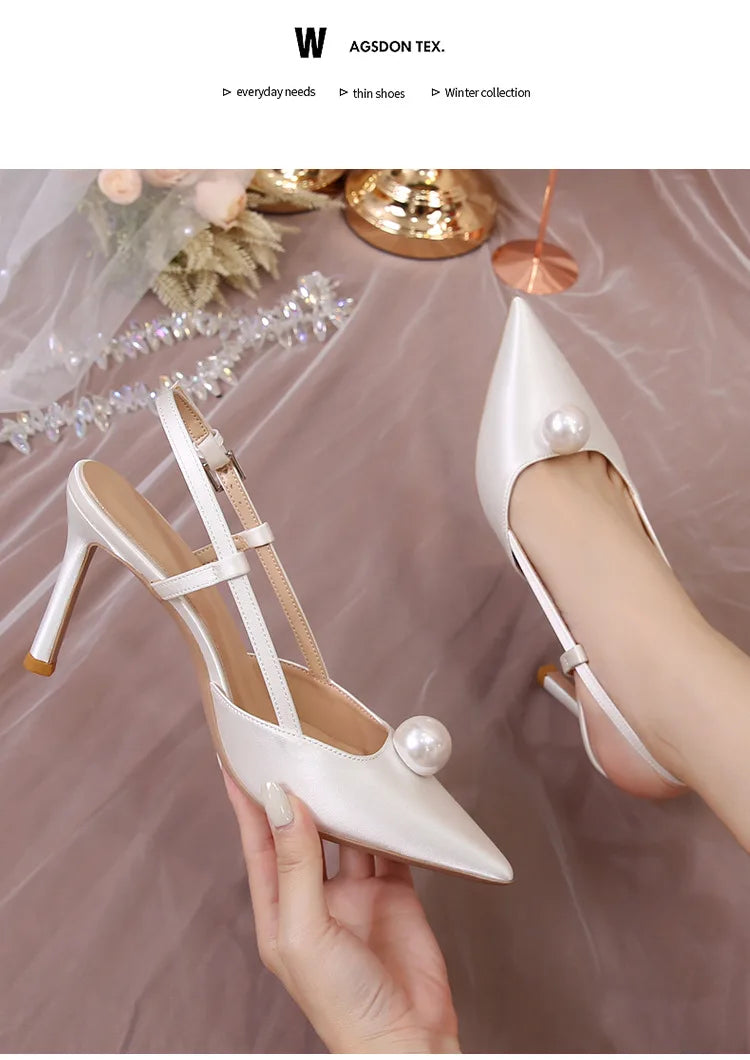 Female Wedding Shoes Summer New Pointed Toe Stiletto Sandals White Bridesmaid High Heels 6.5/8.5CM Pumps Women Chaussures Femme