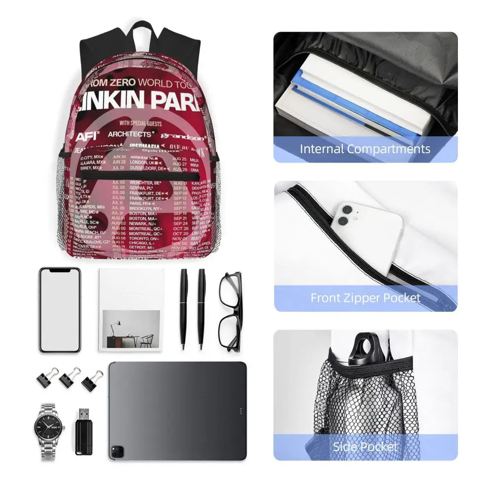 L-Linkin-S P-Park-S Band Student Backpack School Bag Hiking Travel Daypack for Boys Girls Fashion Bookbag Shoulder Bags