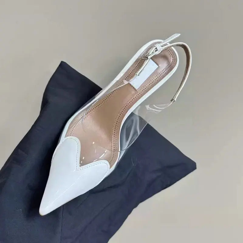 2025 New PVC European Style High Heels Women'S Summer Pointed Toe Runway Sandals Party Shoes