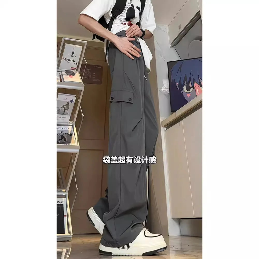 American Style Workwear Men's Summer Lightweight Tall Quick-Dry Trousers with Pleats for Hiking and Paratrooper