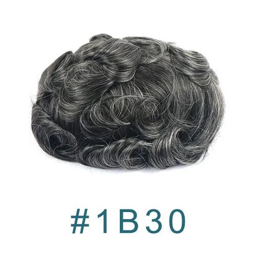 Durable Q6 Blonde Brown Bleached Knots Breathable Lace Grey Black 1B40 1B65 1B80 Men's Wig Human Hair Toupee Prosthesis For Men