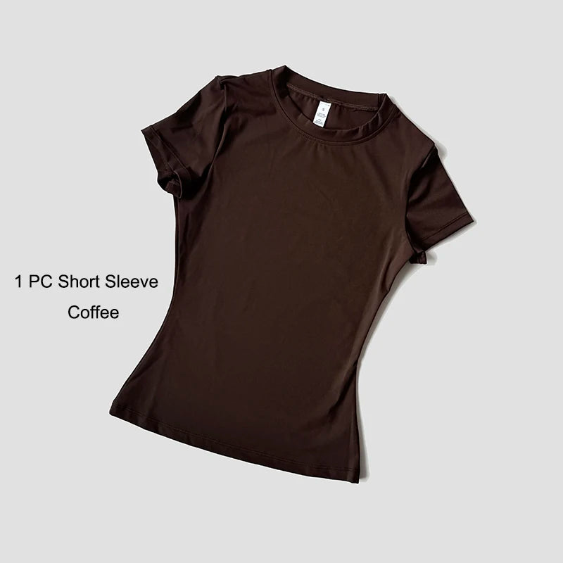 Sports Sets Fitness Hip-lifting Tight Top Short Sleeve Running Workout Gym Shorts Tracksuits For Women Breathable Sports Suits